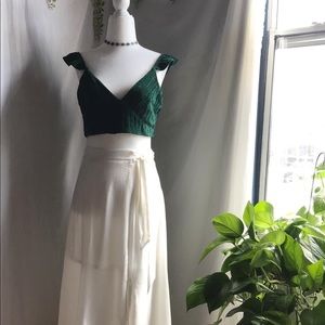 Green corduroy crop top